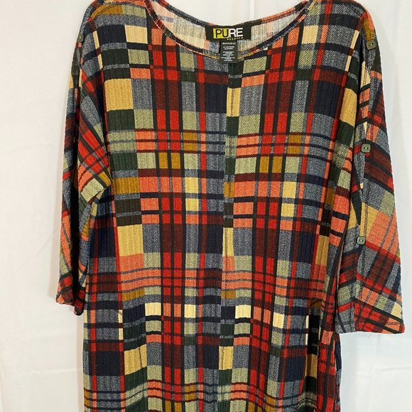 URBANOLOGY Pure Essence Plaid 3/4 Sleeve Dress NWOT Women's Size Large - Picture 6 of 12